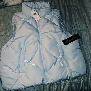 Madden Girl Light Blue Puffer Vest With Bow Details